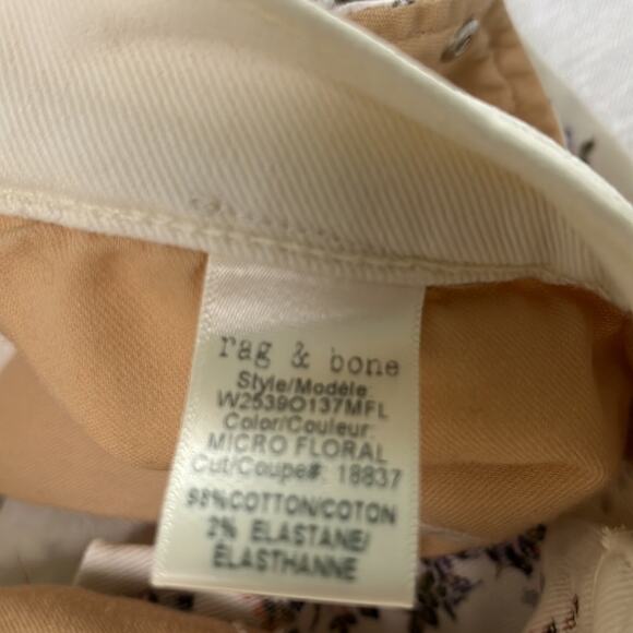 rag & bone Micro Floral Print Cropped Boy Jeans Sz 25 - Picture 6 of 10